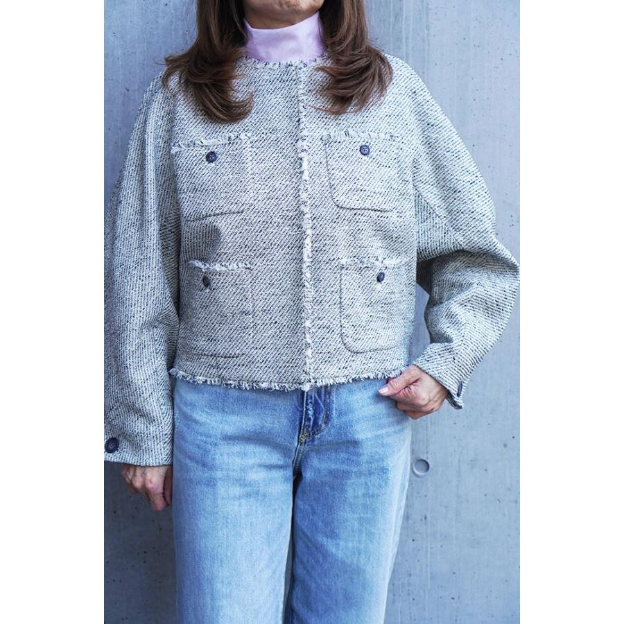 PASSIONE パシオーネ レディース ノーカラー ツイードジャケット オケージョンスタイル 616404 | PASSIONE