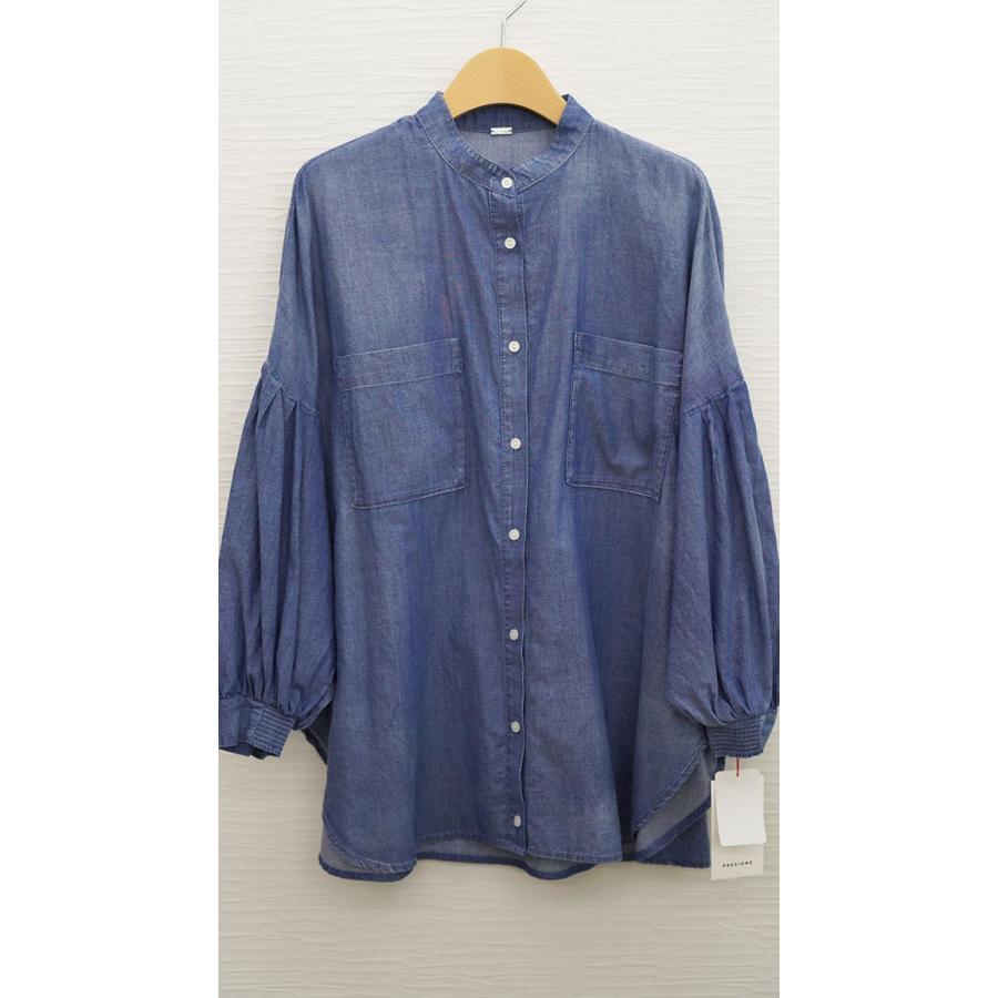 PASSIONE パシオーネ シアー デニムシャツ レディース 春夏シーズン ノーカラー 全3色フリーサイズ 626913 | PASSIONE | 08