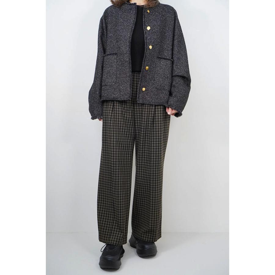 cafune カフネ ウール混 チェック柄 ワイドパンツ ツータック 2026AW 秋冬シーズン 全2色 レトロ クラシック 635640 | Cafune | 01