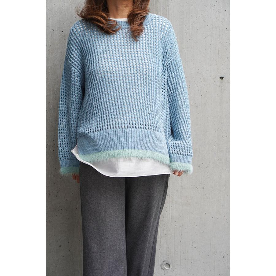 Dignitecollier ディニテコリエ ベロアメッシュニット レディースニット メッシュ 秋冬ニット チャコール サックス ブラック | Dignite collier