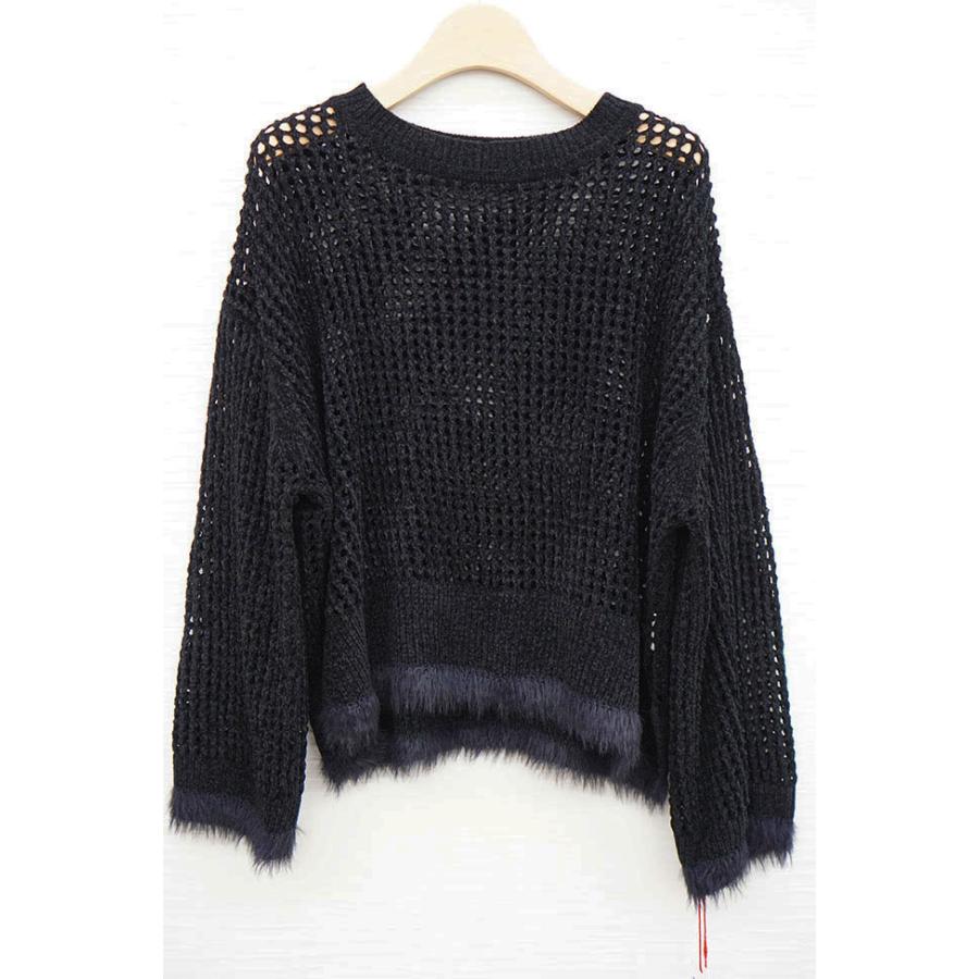 Dignitecollier ディニテコリエ ベロアメッシュニット レディースニット メッシュ 秋冬ニット チャコール サックス ブラック | Dignite collier | 11