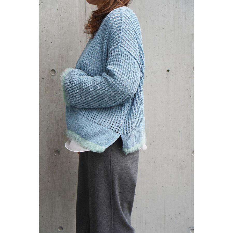 Dignitecollier ディニテコリエ ベロアメッシュニット レディースニット メッシュ 秋冬ニット チャコール サックス ブラック | Dignite collier | 01