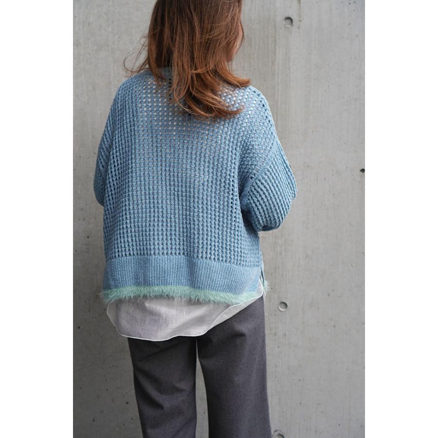 Dignitecollier ディニテコリエ ベロアメッシュニット レディースニット メッシュ 秋冬ニット チャコール サックス ブラック | Dignite collier | 02