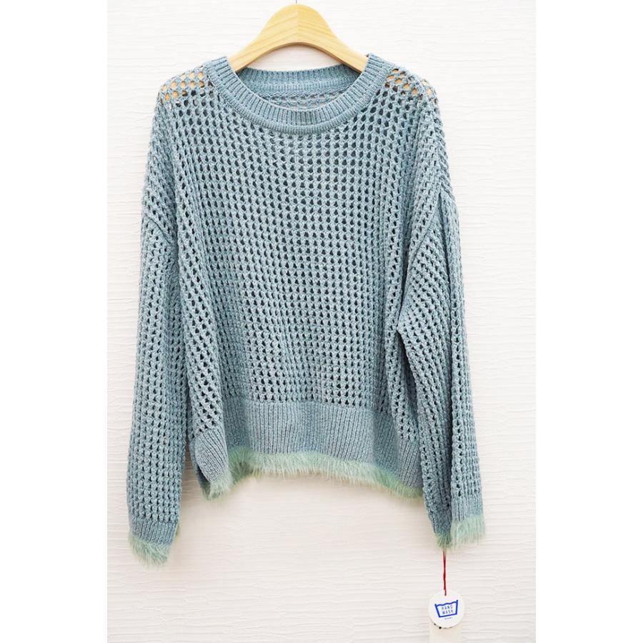 Dignitecollier ディニテコリエ ベロアメッシュニット レディースニット メッシュ 秋冬ニット チャコール サックス ブラック | Dignite collier | 06