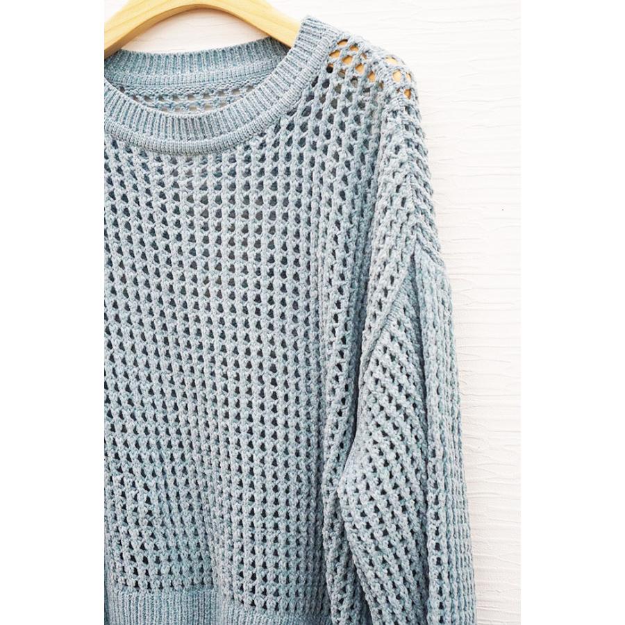 Dignitecollier ディニテコリエ ベロアメッシュニット レディースニット メッシュ 秋冬ニット チャコール サックス ブラック | Dignite collier | 07