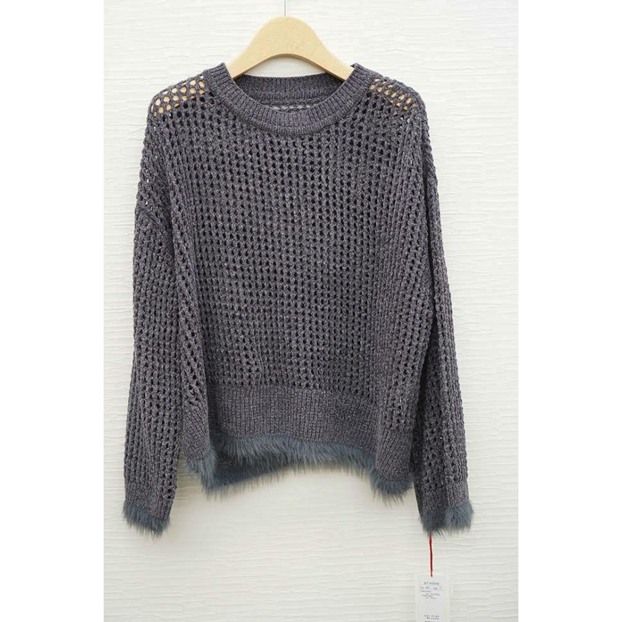 Dignitecollier ディニテコリエ ベロアメッシュニット レディースニット メッシュ 秋冬ニット チャコール サックス ブラック | Dignite collier | 08