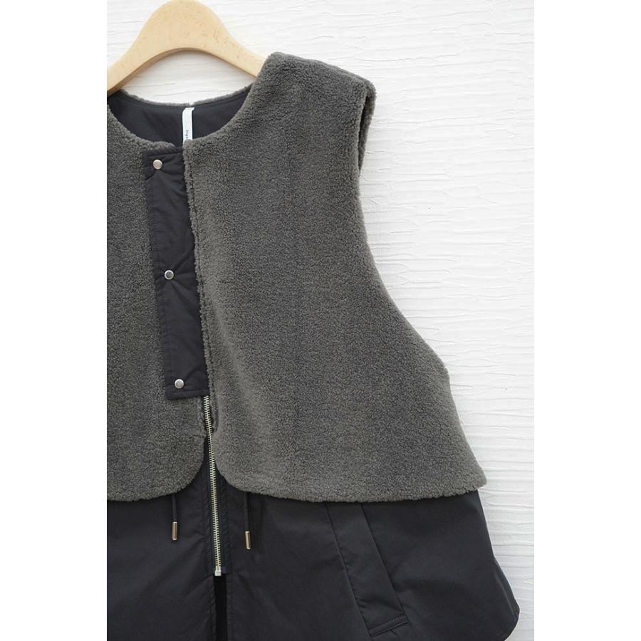 Dignite collier（ディニテコリエ） ボア切り替えジレ レディース