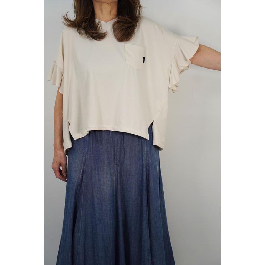 【30％OFF】ayane アヤン  レディースカットソー ラッフルスリーブ Vネック Tシャツ 半袖 春夏 無地 826527 | ayane | 04