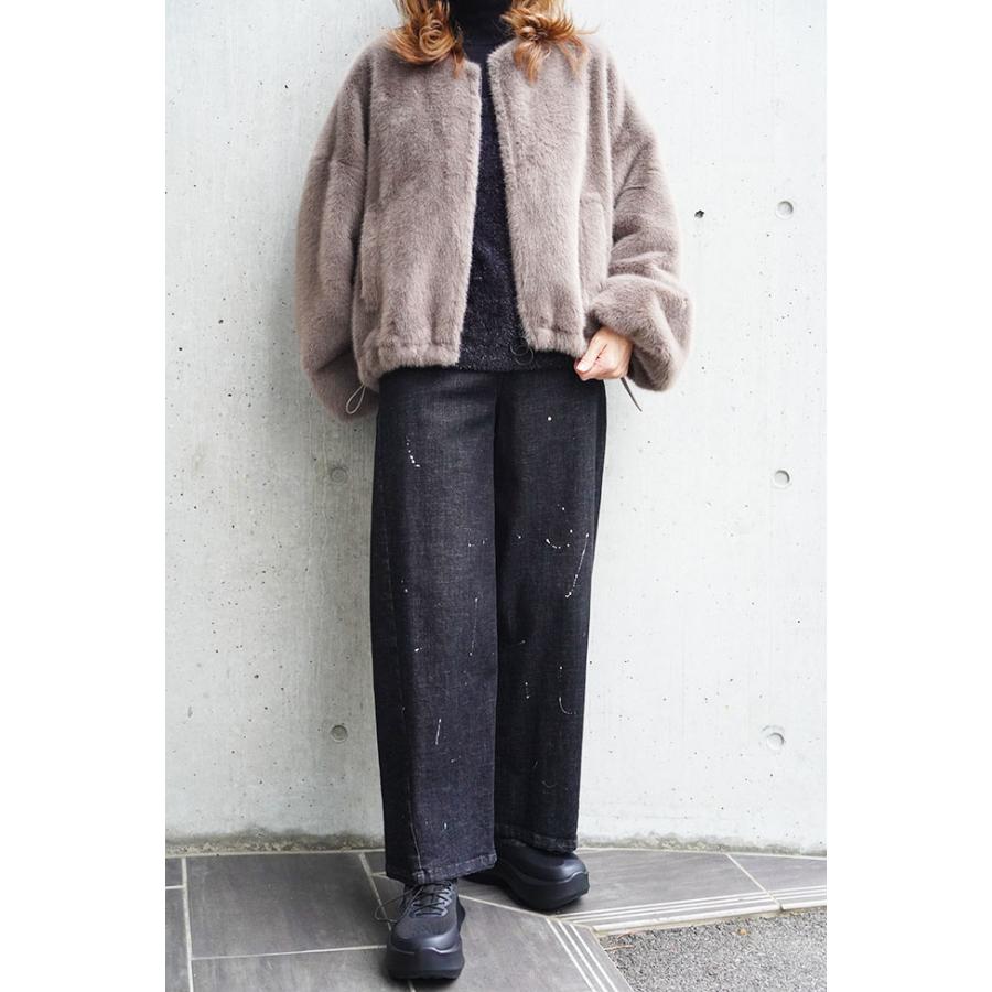 ayane アヤン ペイント加工 バレルレッグデニムパンツ レディースデニムパンツ ストレッチ ブリーチ ブラック インディゴ 875815 | ayane | 04