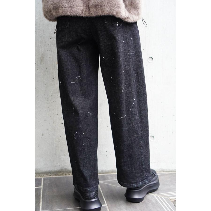 ayane アヤン ペイント加工 バレルレッグデニムパンツ レディースデニムパンツ ストレッチ ブリーチ ブラック インディゴ 875815 | ayane | 07