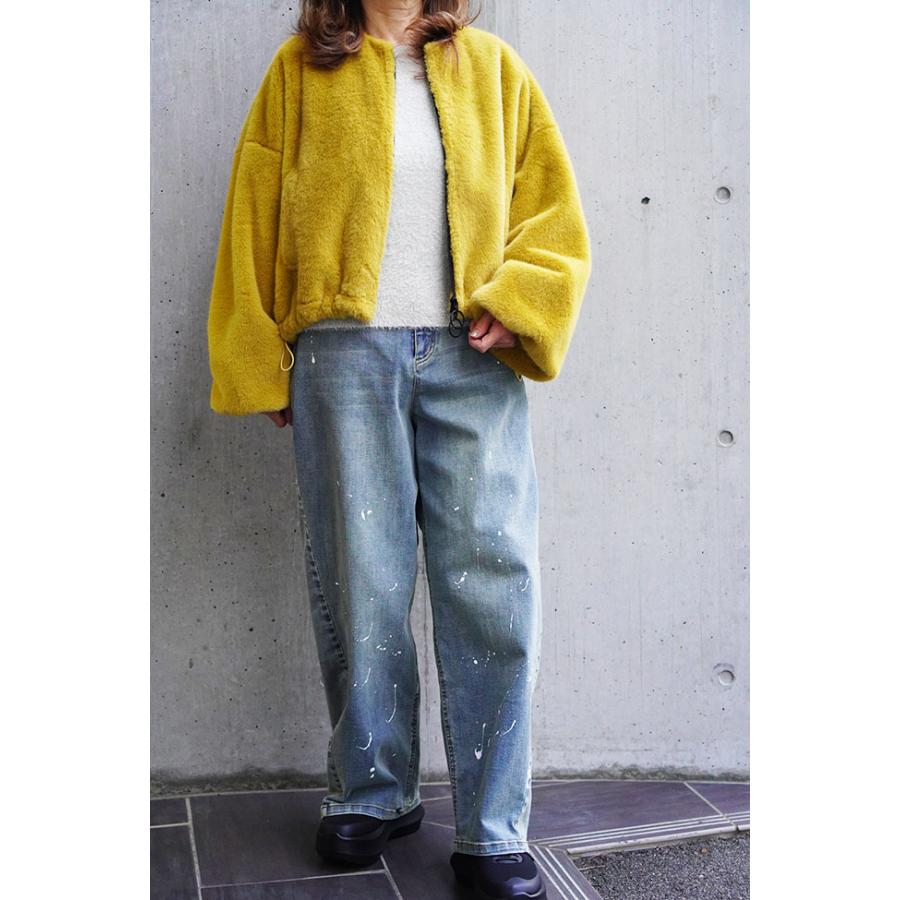 ayane アヤン ペイント加工 バレルレッグデニムパンツ レディースデニムパンツ ストレッチ ブリーチ ブラック インディゴ 875815 | ayane | 08