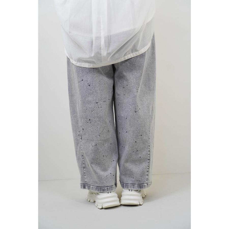 ayane アヤン ペイント加工 バレルレッグデニムパンツ レディースデニムパンツ ストレッチ ブリーチ ブラック インディゴ ホワイト グレー 875815/836624 | ayane | 09