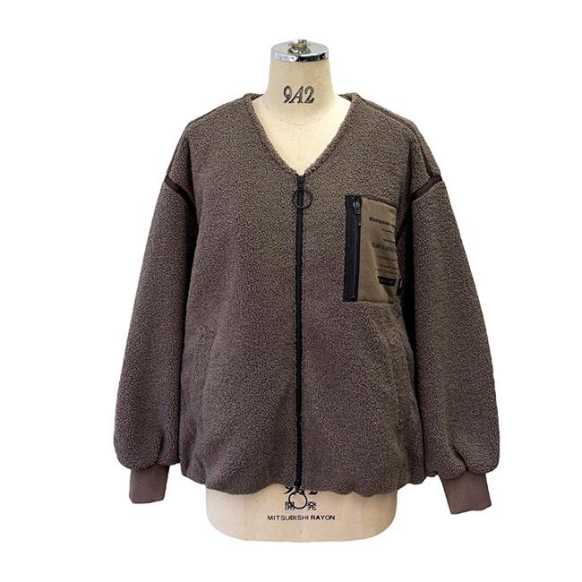 ayane アヤン ノーカラー 裏キルト ボアブルゾン レディース 大人