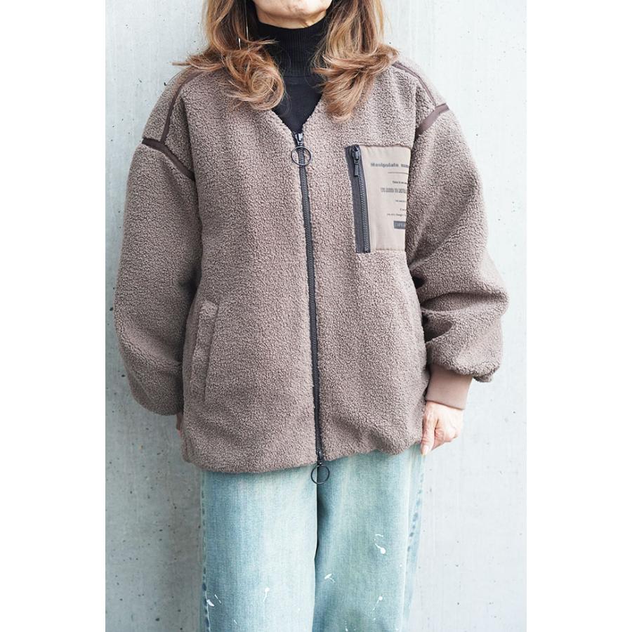 ayane アヤン ノーカラー 裏キルト ボアブルゾン レディース 大人