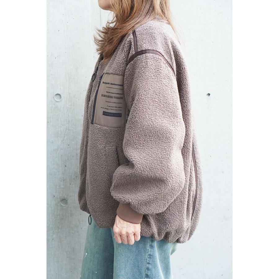 ayane アヤン ノーカラー 裏キルト ボアブルゾン レディース 大人