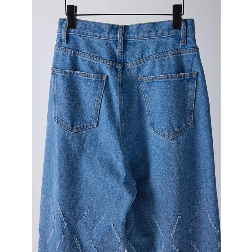 YENN（イェン） レーザーカット ワイドデニム パンツ Y261-31001 YENN イェン レーザーカット ワイドデニム レディースデニム オール