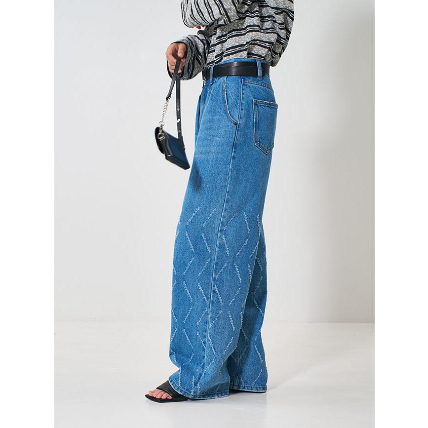 YENN（イェン） レーザーカット ワイドデニム パンツ Y261-31001 YENN イェン レーザーカット ワイドデニム レディースデニム オール