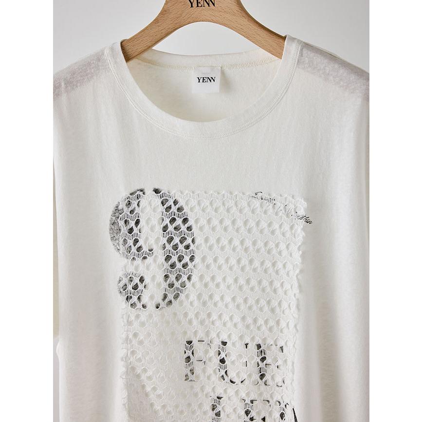 YENN イェン レースフレームロゴTシャツy262-81057 YENN 【30％OFF】YENN イェン レースフレームロゴTシャツ レディース