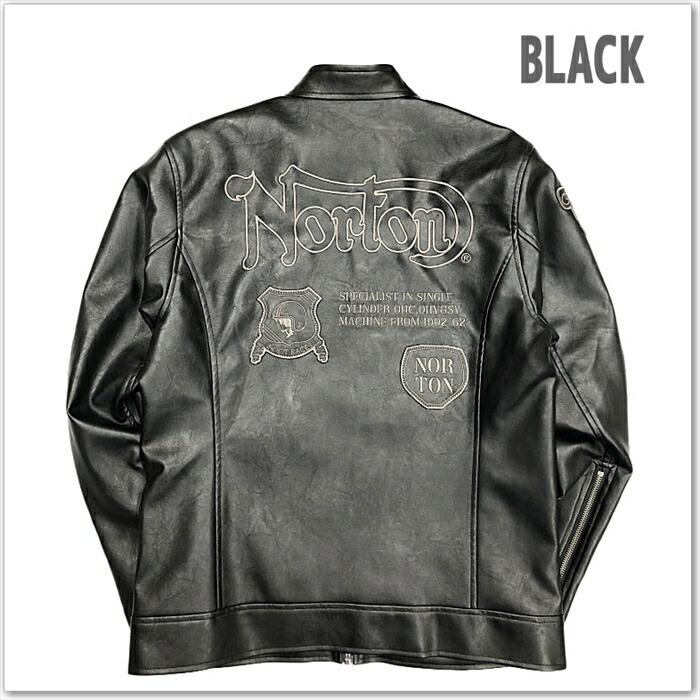 Nortonジャケット新品未使用 Norton] フェイクレザー パッチド シングルライダース ジャケット