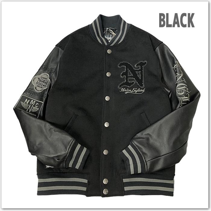 Norton] モノトーン スタジャン 刺繍 243N1707B ノートン バイカー