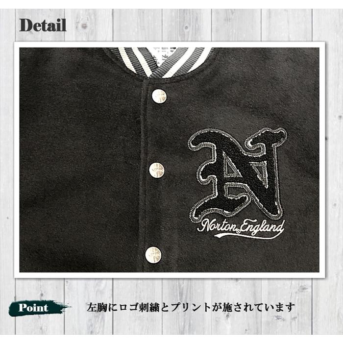 Norton モノトーン スタジャン 刺繍 243N1707B ノートン バイカー