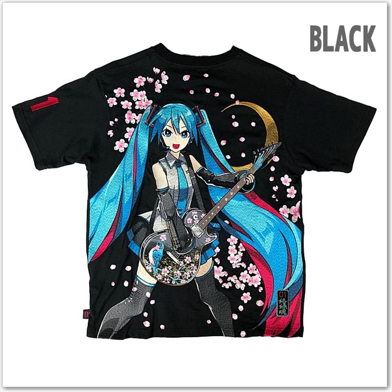 絡繰魂 × 初音ミク 桜満開 TEE 262007 刺繍 ボカロ コラボ 半袖 T