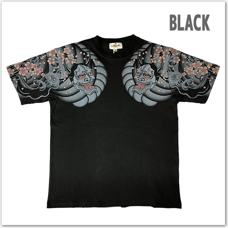 絡繰魂 般若 刺青 半袖 Tシャツ 262040 和柄 プリント 桜 メンズ