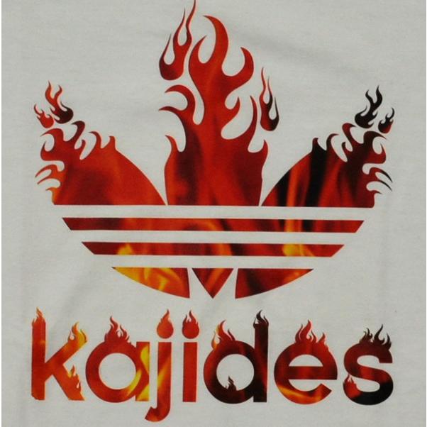 おもしろ子供Tシャツ KAJIDES（火事デス）ファイヤー柄ロゴT