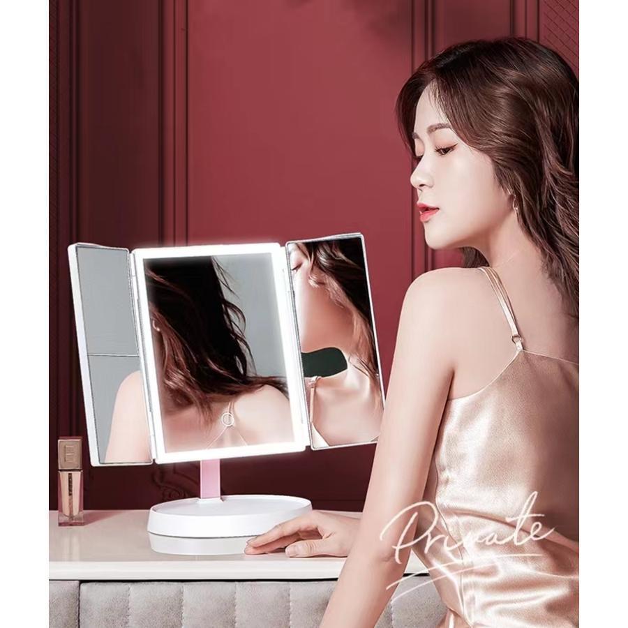 100%本物保証!2023新品!女優ミラー 卓上ミラー 三面鏡 三色調光 照明 女優鏡 無段階明るさ調節 おしゃれ 化粧鏡 LEDライト付き 折りたたみ 卓上ミラー 女優ミラー 卓上 三面鏡 ライト led 化粧鏡 usb 充電 拡大鏡 折りたたみ タッチボタン 2倍 3倍