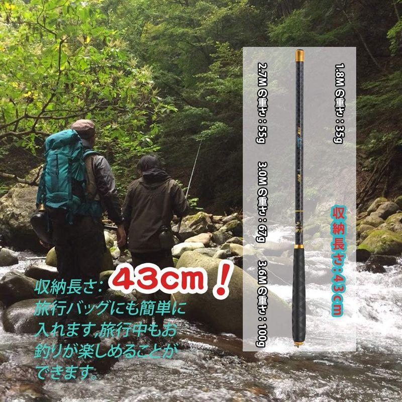 お歳暮お歳暮HUAYICUN 渓流竿ロッド 釣り竿 超硬質高炭素 超軽量 硬調 コンパクト延べ竿 初心者 釣り愛好家 1.8M ロッド、釣り竿 SANLIKE渓流竿 延べ竿 釣り竿 万能竿 高炭素超軽量 超軽量 伸縮式 仕舞寸法43cm コンパクト 持ち運び便利 初心者にも適用 全長4.5m