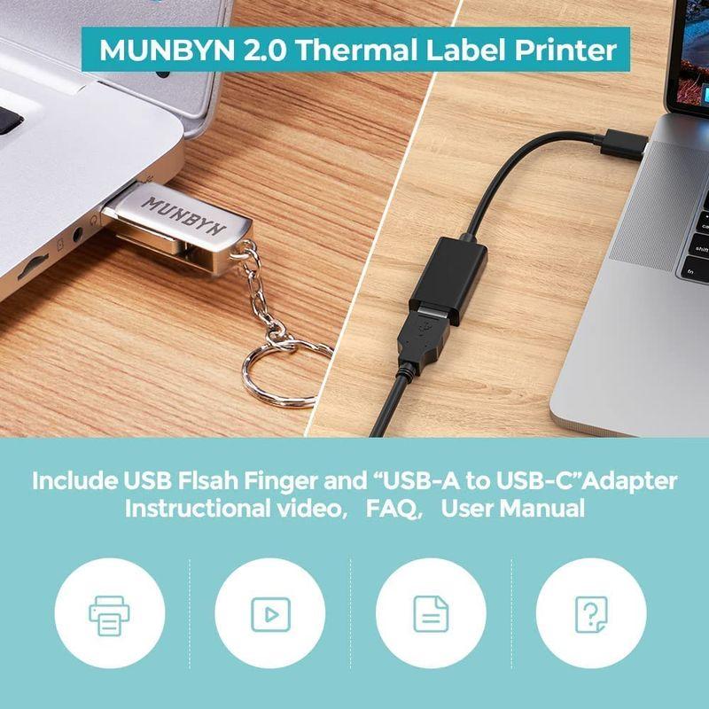 MUNBYN ラベルプリンター シールプリンター USB接続 150mm s 高速 ワンクリック設定可能 ホーム オフィス 配送パッケージ - 9