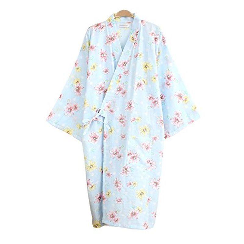 レディース 浴衣 寝巻き 桜の花柄 可愛い浴衣 お寝巻 ねまき パジャマ 旅館 和ざらし ガーゼ 寝巻き L ブルー 苺一会 通販 Yahoo ショッピング
