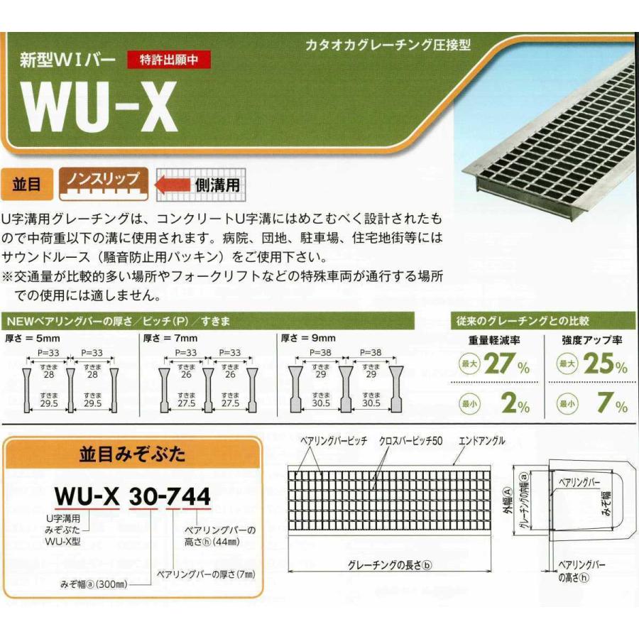 U字溝300mm用グレーチング　普通目　ノンスリップ　スチール製　適用荷重　歩道用　WU-X 30-519　｜icm｜02