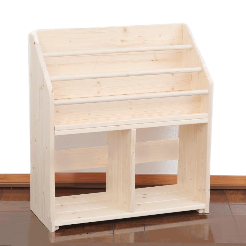 絵本ラック ｗ64cmcs 絵本棚 子ども キッズ おしゃれ 完成品 北欧 収納 表紙 大容量 組立不要 無塗装 無垢材 人気 シンプル かわいい 丈夫 長持ち キッズルーム Ypt Or Id