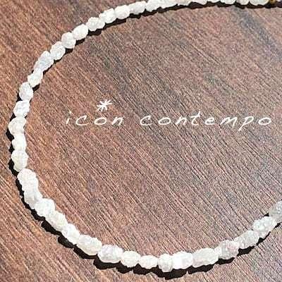 K10YG ダイヤモンド原石 お米縦長ナゲット ブレスレット ホワイト メタリックシルバーライトグレー ライス