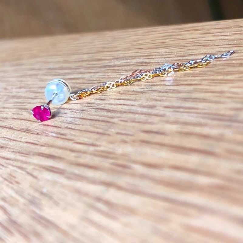 14KYG/K14YG カラーストーン ピアス（K14WG K14YG K14PG ルビー  