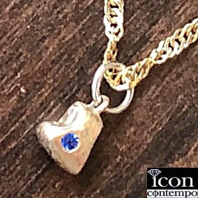 PT900 K10PG 乳歯 サファイア ブルー ダイヤモンド ペンダント 歯 前歯