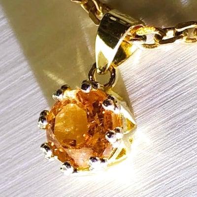 K18YGonSV925 インペリアルトパーズ 6mm ペンダント 王冠 ティアラ