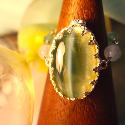 SV925 2種 シリマナイト キャッツアイ リング ライムグリーン6.1ct  