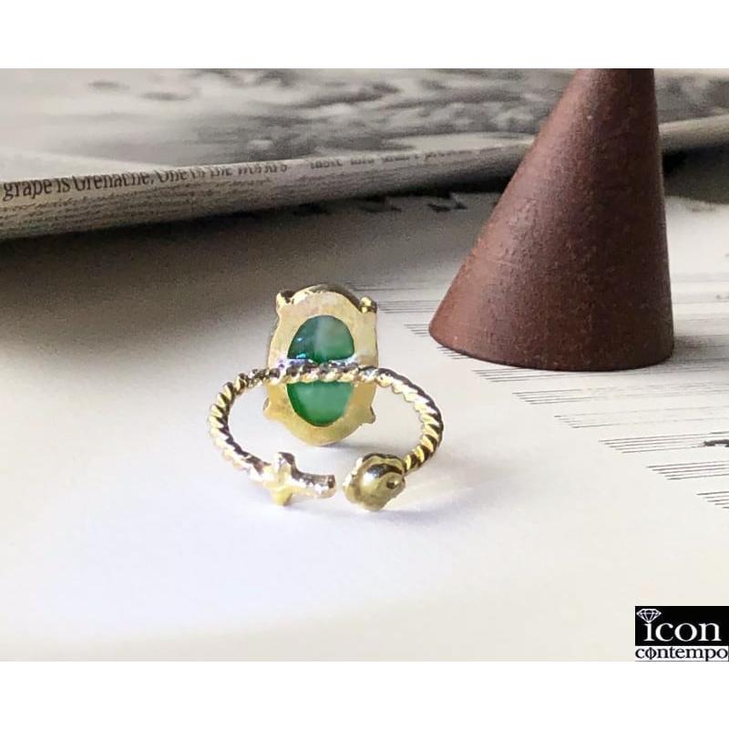 K14YG 翡翠 薔薇彫刻 リング 大粒5.84ct 天然色ミャンマー産 グリーン 