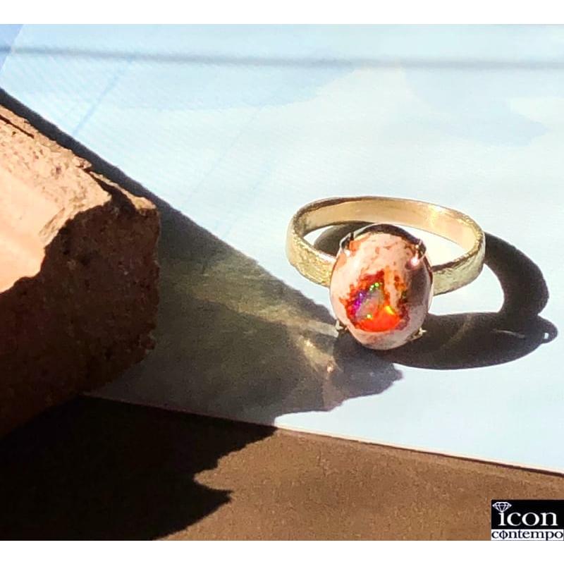 指輪 K18YGカンテラオパール メキシコ産 リング テクスチャード