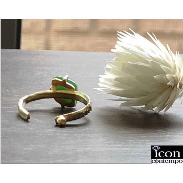 指輪 K14YG本翡翠無処理2.77ctソーティング付 オープンリング ギーザ