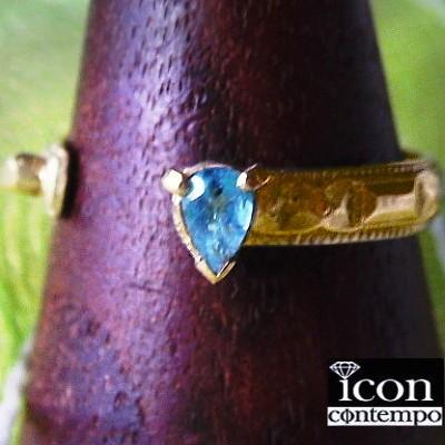 指輪 K18YG パライバトルマリン オープンリング ブラジルパライバ州 ...