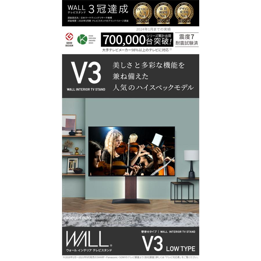 テレビ台 WALLインテリアテレビスタンドV3 ロータイプ 32〜80v対応 壁