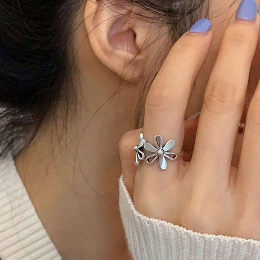 指輪 リング レディース 花モチーフ 大きめ シルバー 21shipin 066 アイコネクトショップ ヤフー店 通販 Yahoo ショッピング