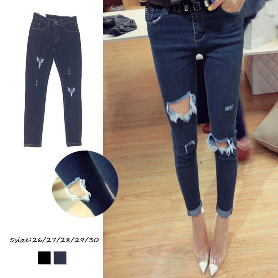 ダメージ ジーンズ スキニー パギンス クラッシュ デニム パンツ レディース y 004 アイコネクトショップ ヤフー店 通販 Yahoo ショッピング