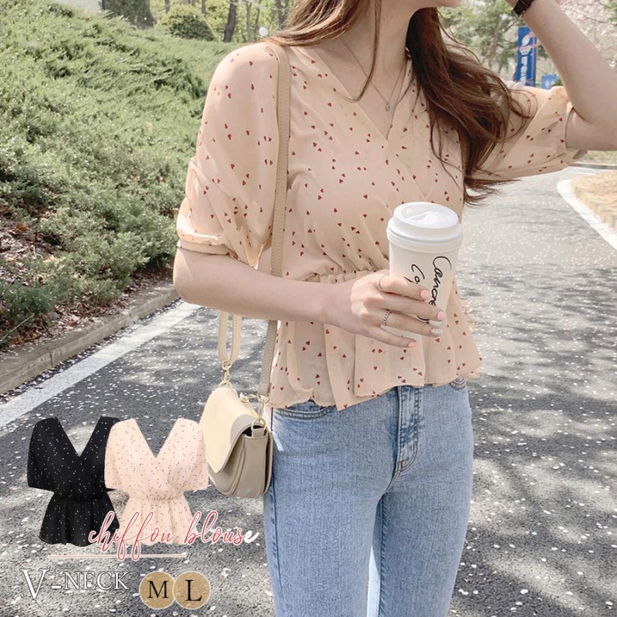 カシュクール ブラウス レディース ハート柄 シャツ ペプラム 着やせ トップス ハイウエスト Zhuimr 059 アイコネクトショップ ヤフー店 通販 Yahoo ショッピング