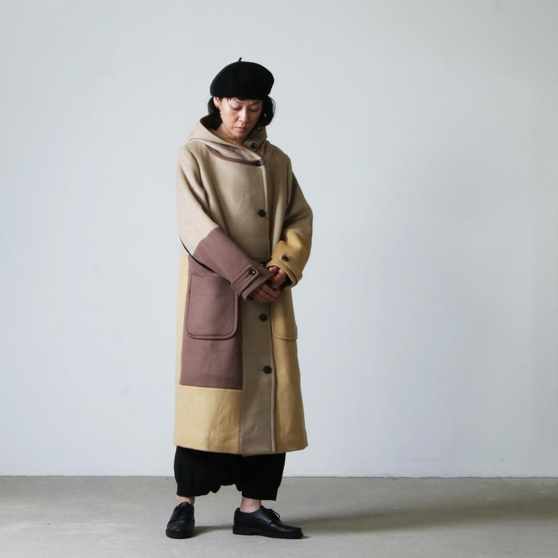 blanc basque (ブランバスク) 圧縮ウールカラーブロックコート blanc basque (ブランバスク) 圧縮ウールカラーブロックコート