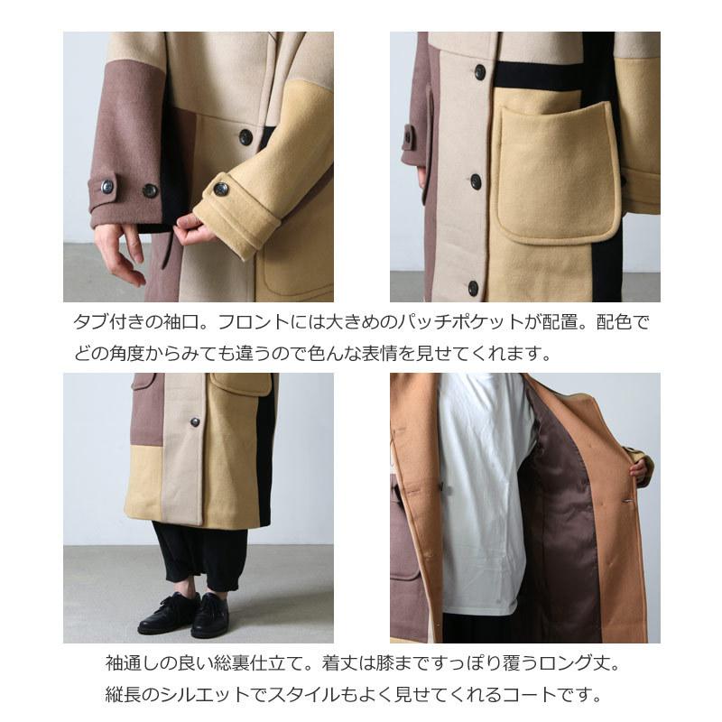 blanc basque (ブランバスク) 圧縮ウールカラーブロックコート blanc basque (ブランバスク) 圧縮ウールカラーブロックコート