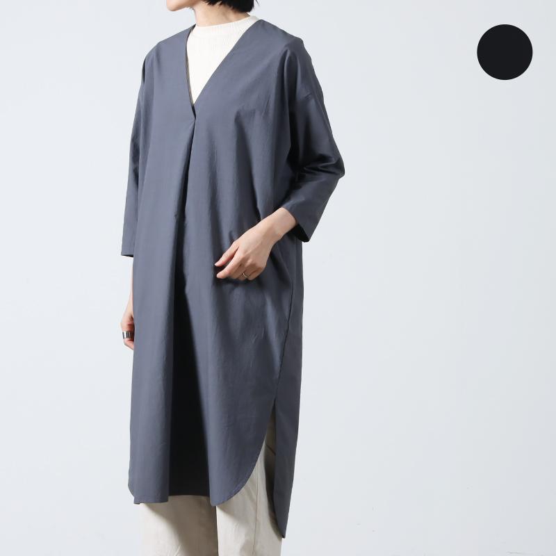 evam eva evameva (エヴァムエヴァ) cotton v neck one-piece 